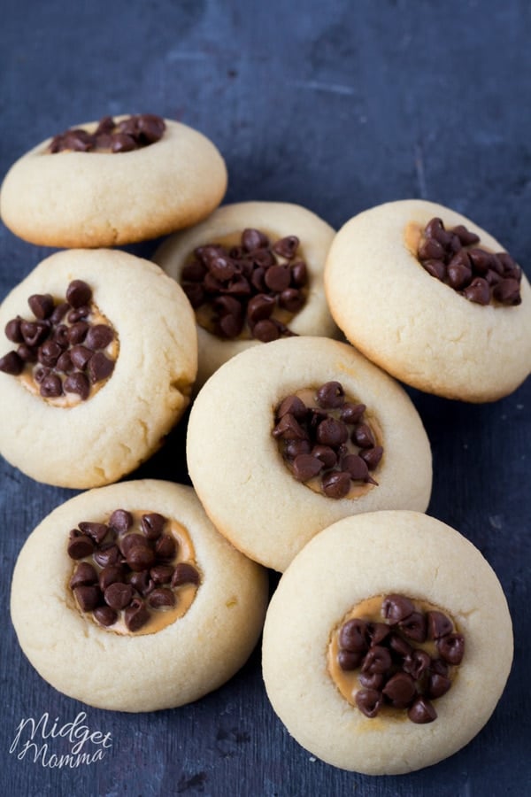 Chocolate Peanut butter Thumbprint Cookies