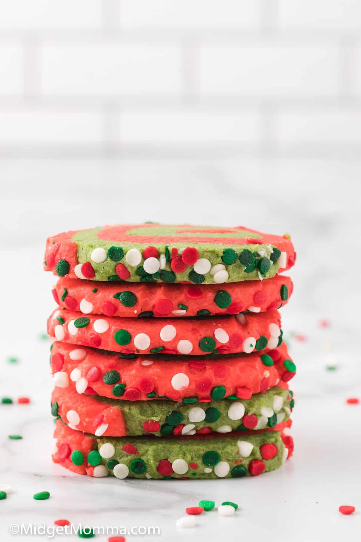 stack of Christmas Pinwheel Cookies Recipe