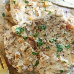 Creamy Roasted Garlic Pork Chops Recipe