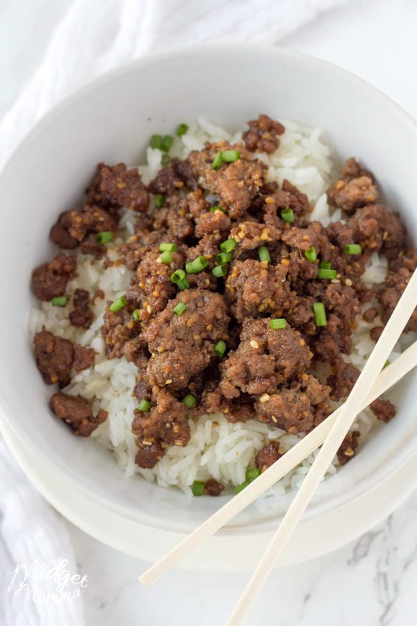 Korean Ground Beef and Rice Bowls (Done in 20 minutes!)