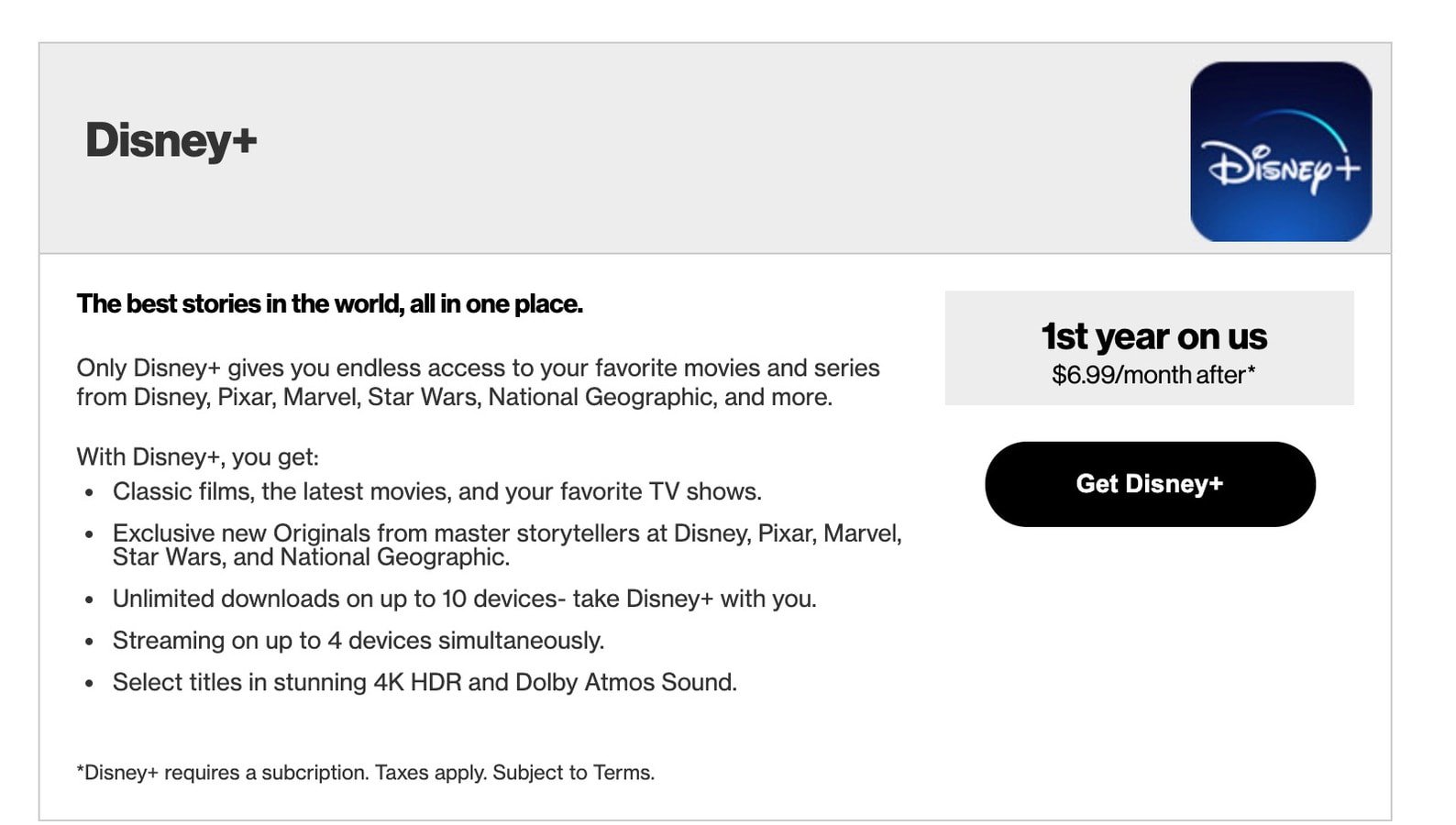 FREE Disney Plus from Verizon