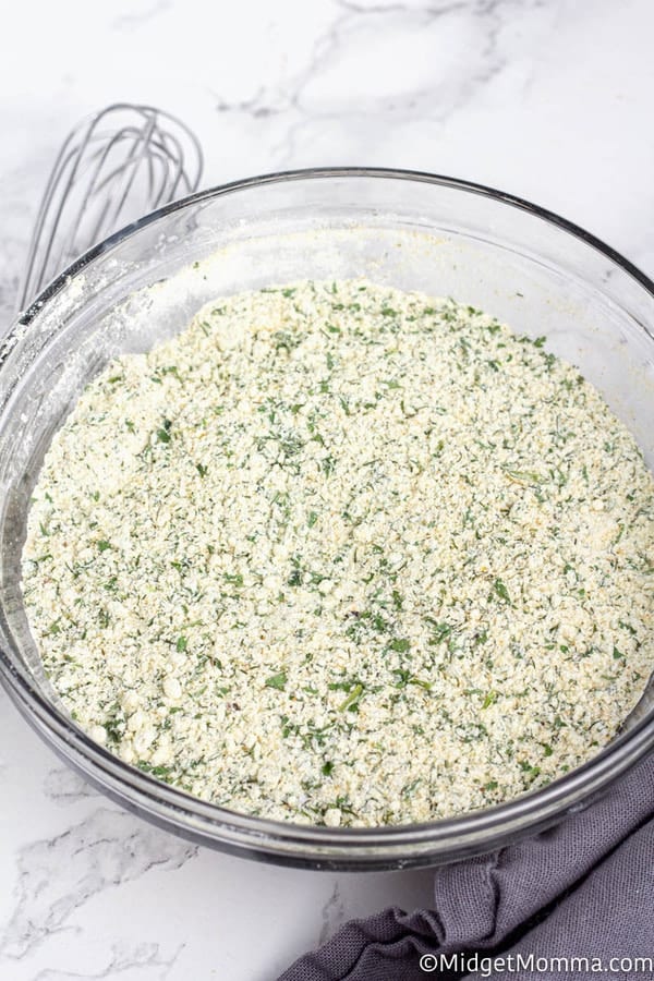 Homemade Ranch dressing mix recipe finished in a clear bowl