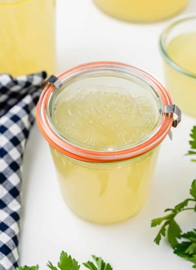 Homemade Chicken Broth Recipe in a jar