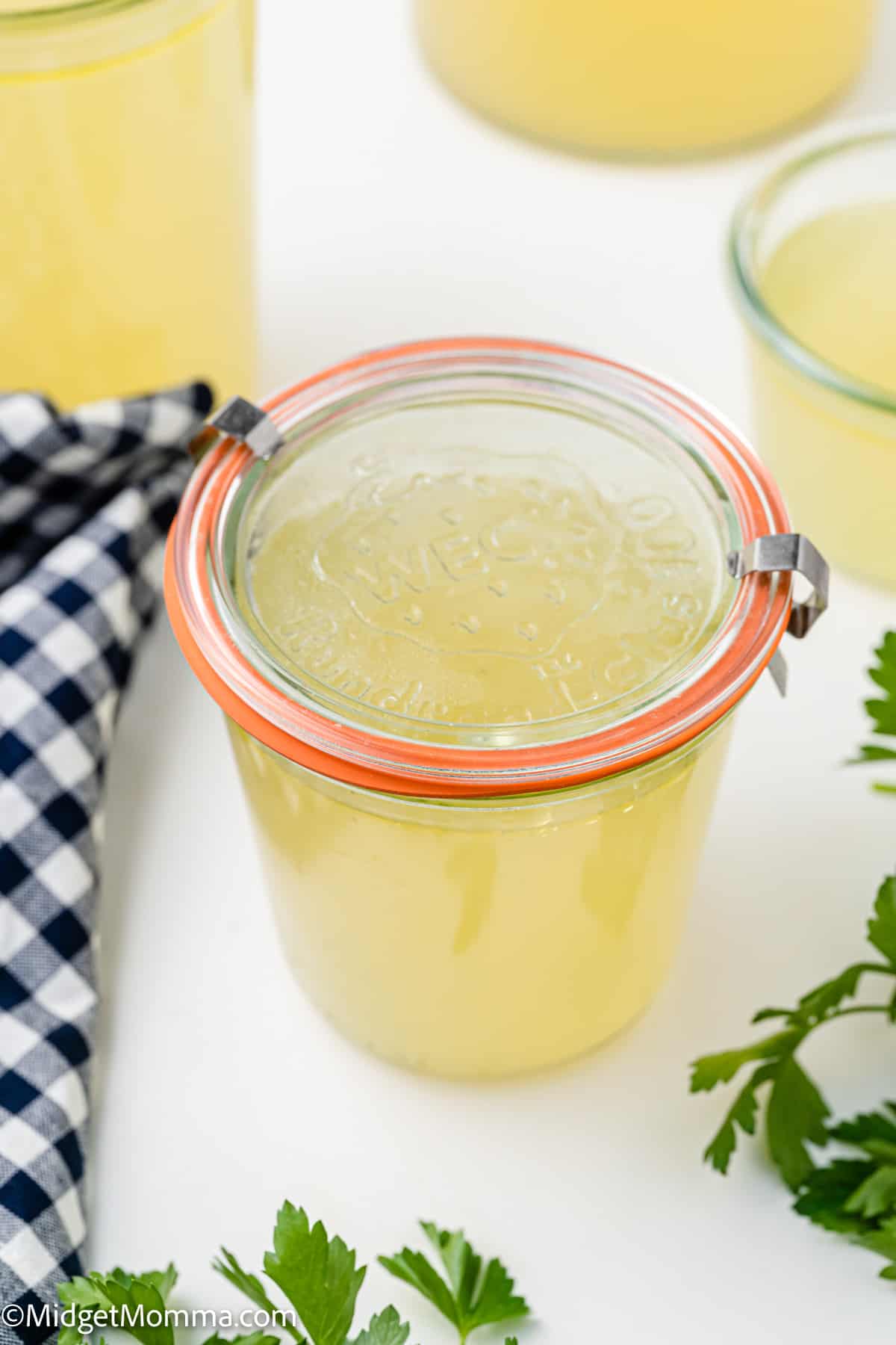 Homemade Chicken Broth Recipe in a jar