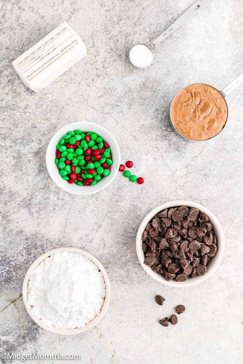 Holiday chocolate peanut butter balls ingredients