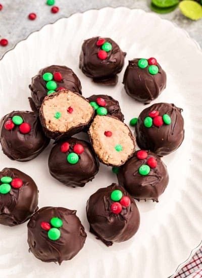 Holiday chocolate peanut butter balls
