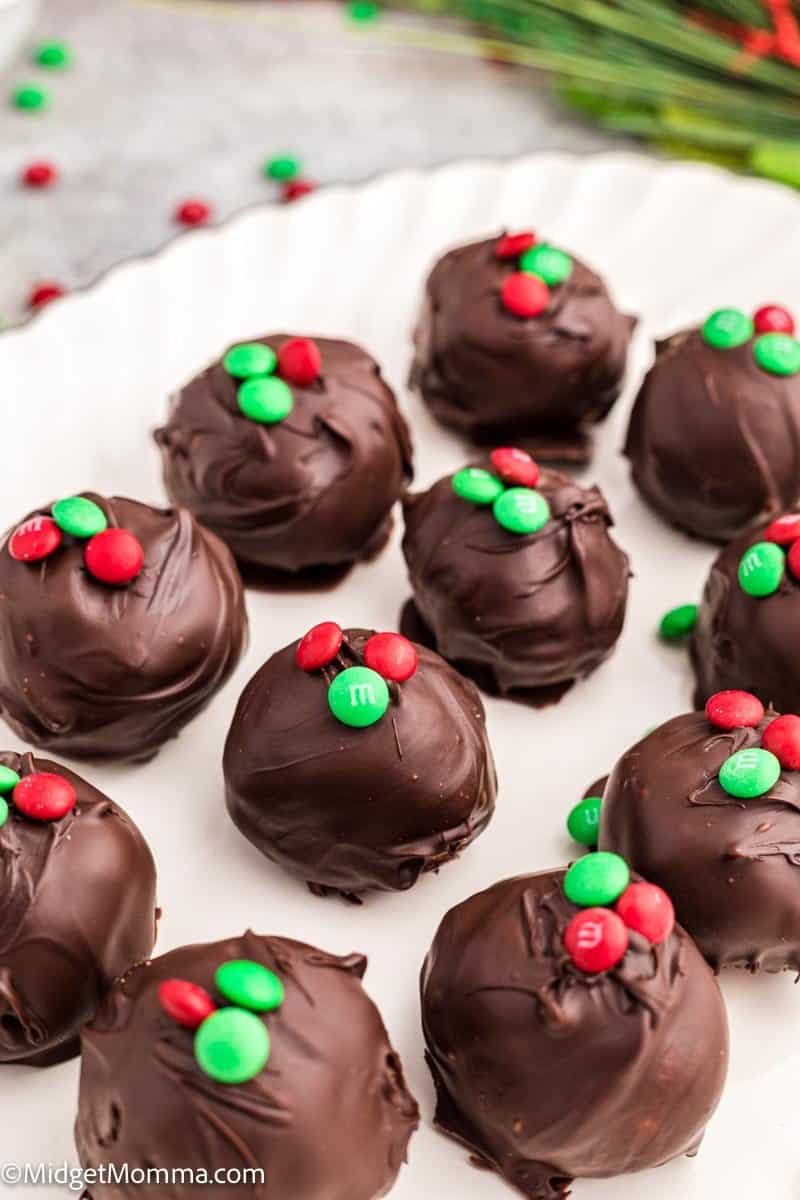 Holiday chocolate peanut butter balls