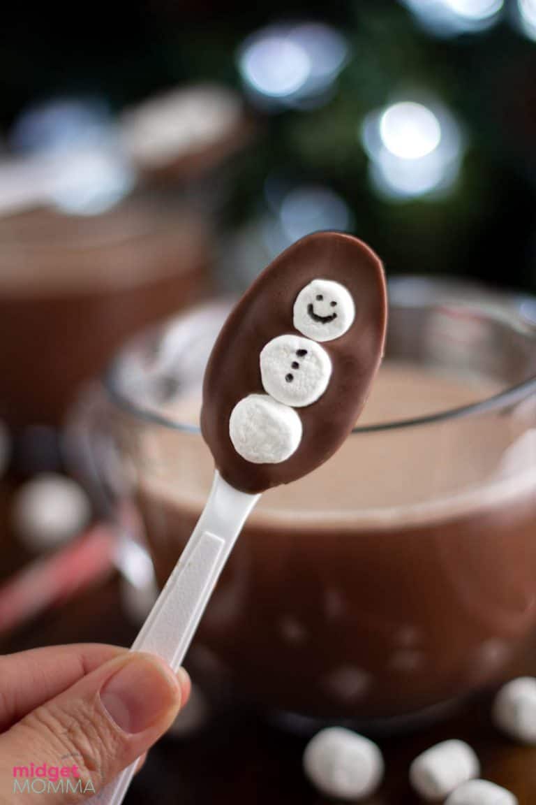 Snowman Marshmallow Hot Chocolate Spoons • MidgetMomma