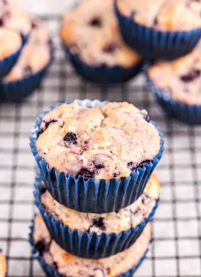 Stack of Greek Yogurt Blueberry Muffins