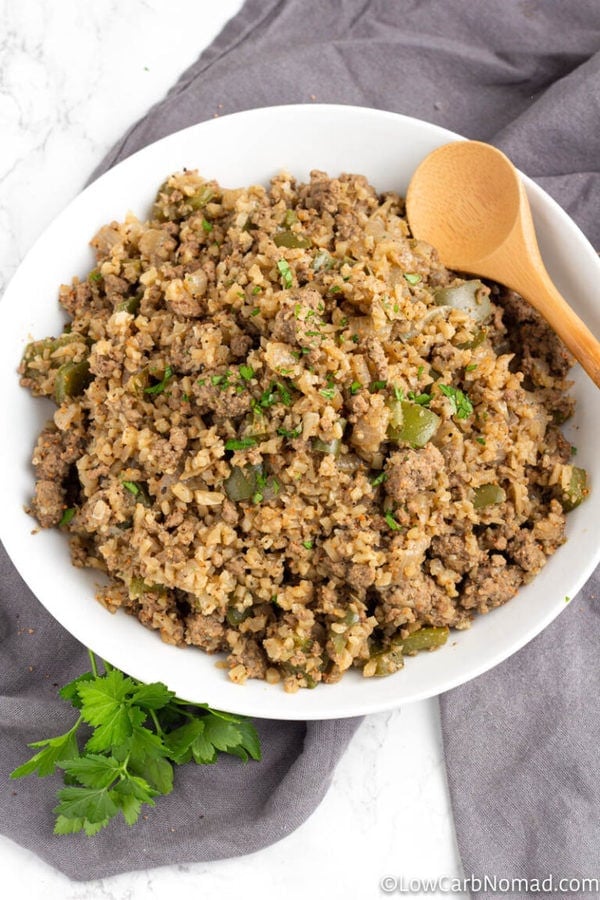 Keto Cauliflower Dirty Rice Recipe • MidgetMomma