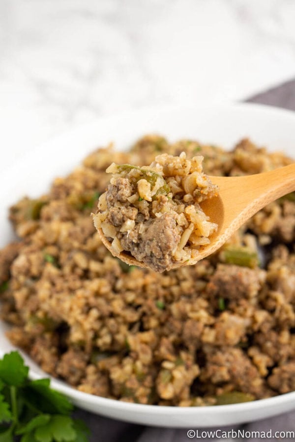 Keto Cauliflower Dirty Rice Recipe • MidgetMomma