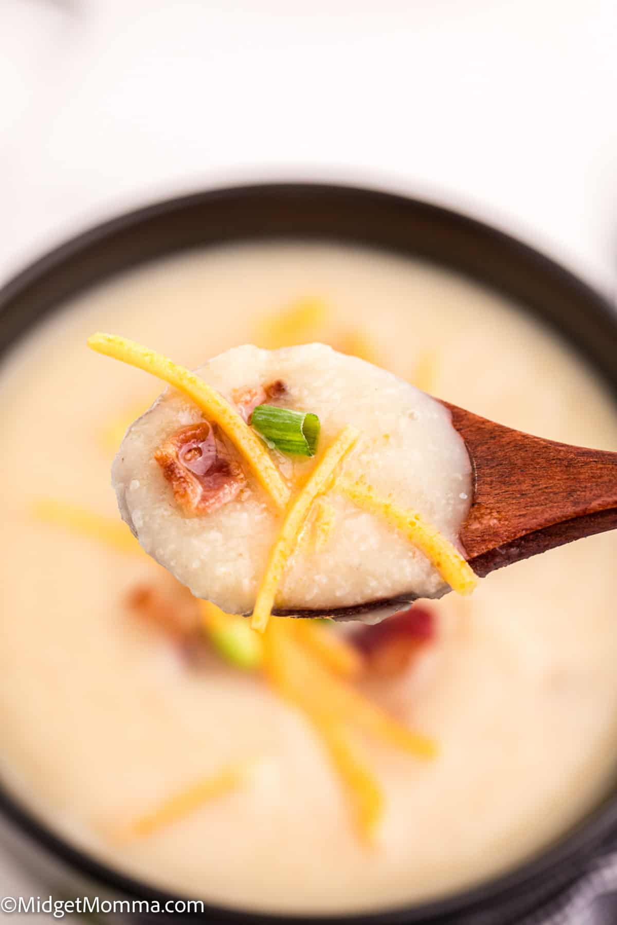 spoonful of baked potato cauliflower soup