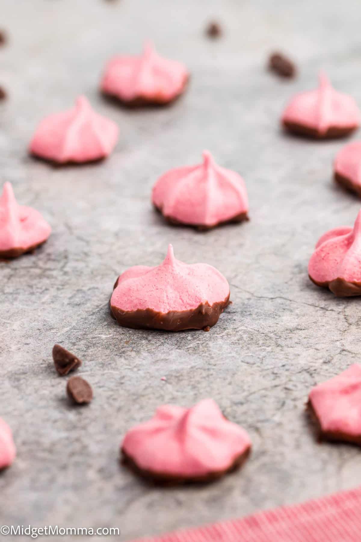 Chocolate Covered Strawberry Meringue Cookies