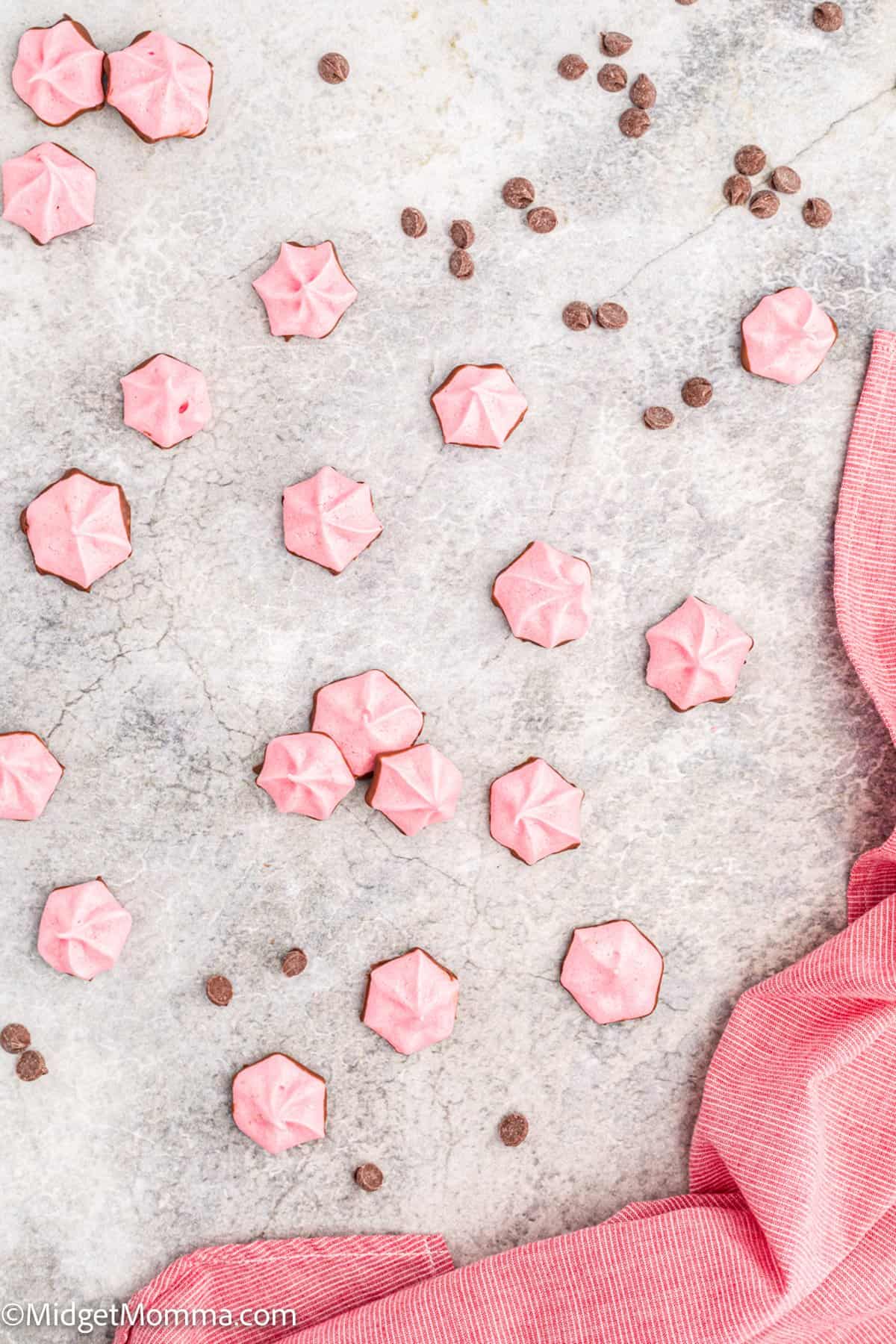 Chocolate Covered Strawberry Meringue Cookies