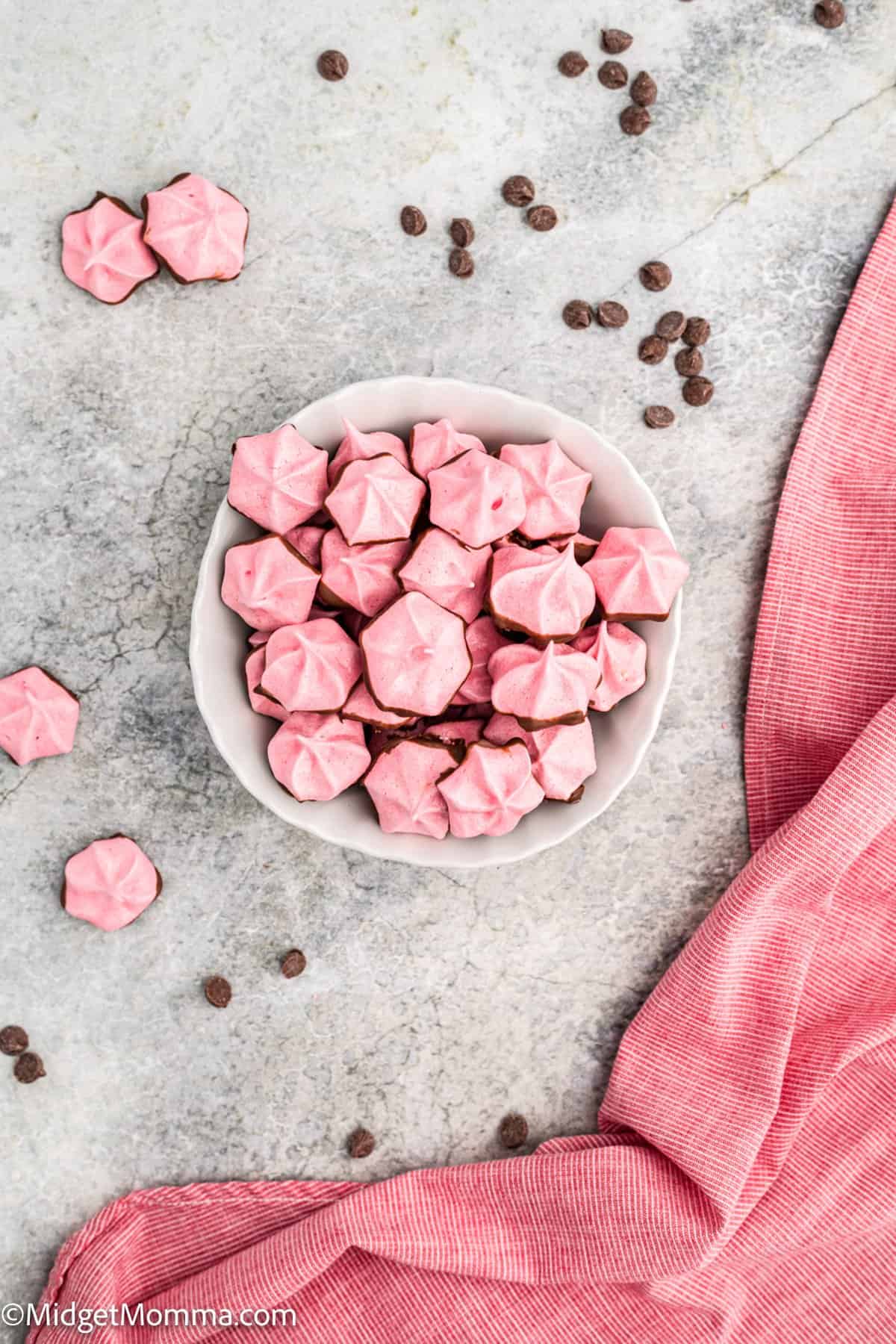 Chocolate Covered Strawberry Meringue Cookies