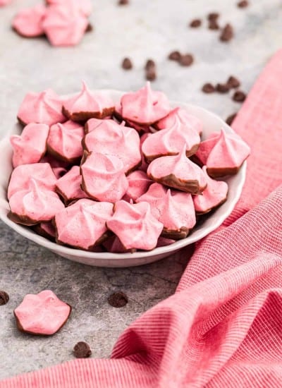 Chocolate Covered Strawberry Meringue Cookies