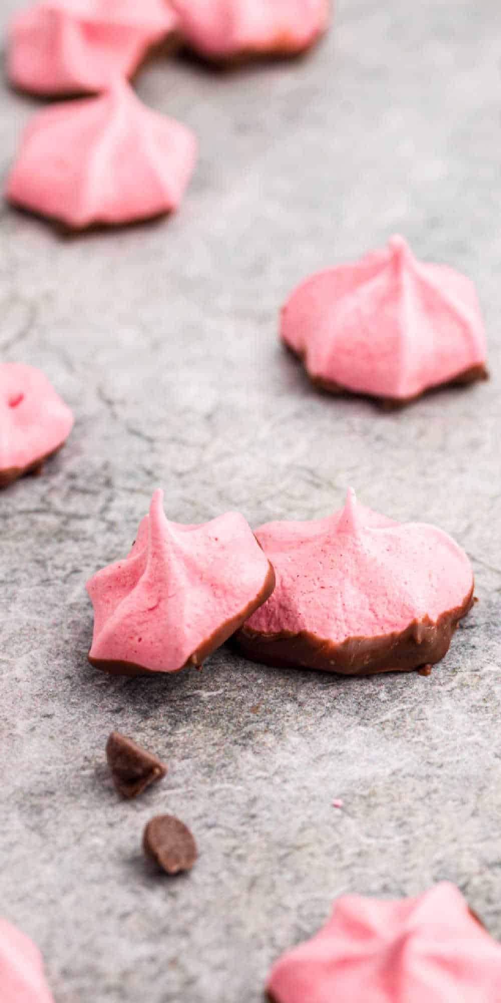 Chocolate Covered Strawberry Meringue Cookies • MidgetMomma