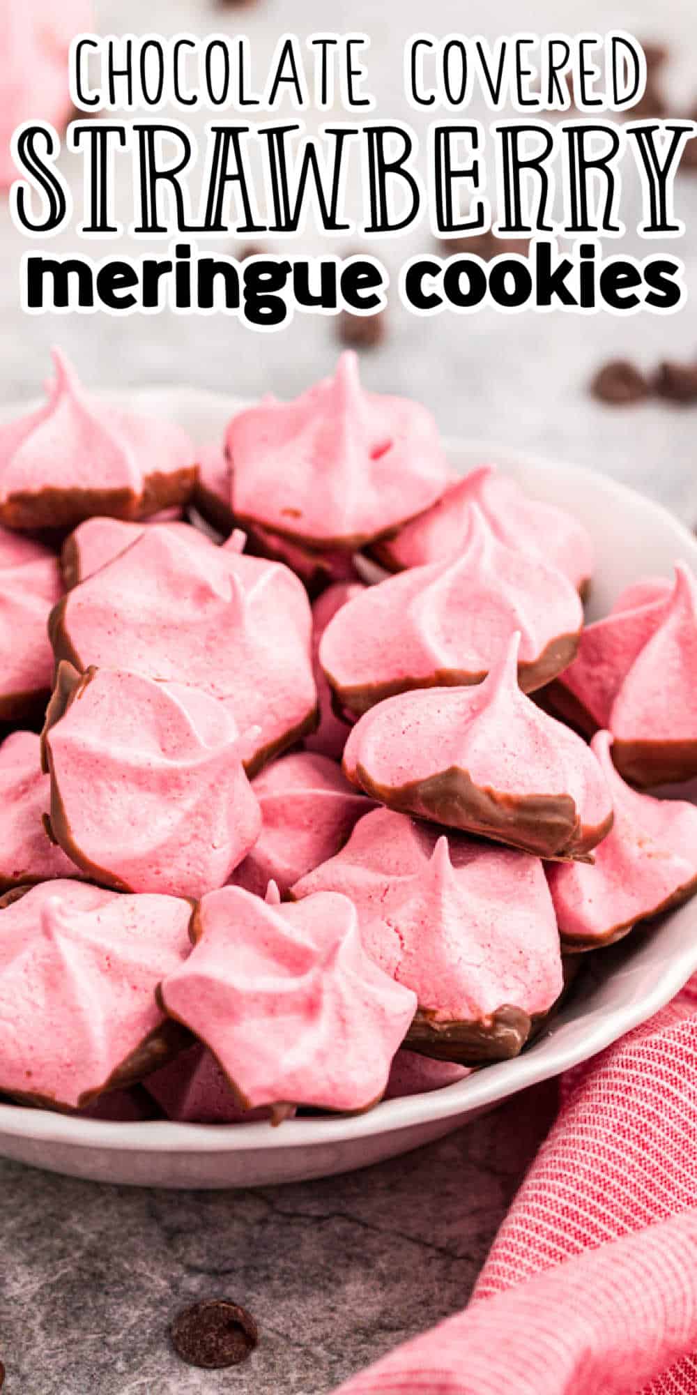 Chocolate Covered Strawberry Meringue Cookies • MidgetMomma