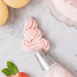 swirl of Strawberry buttercream frosting