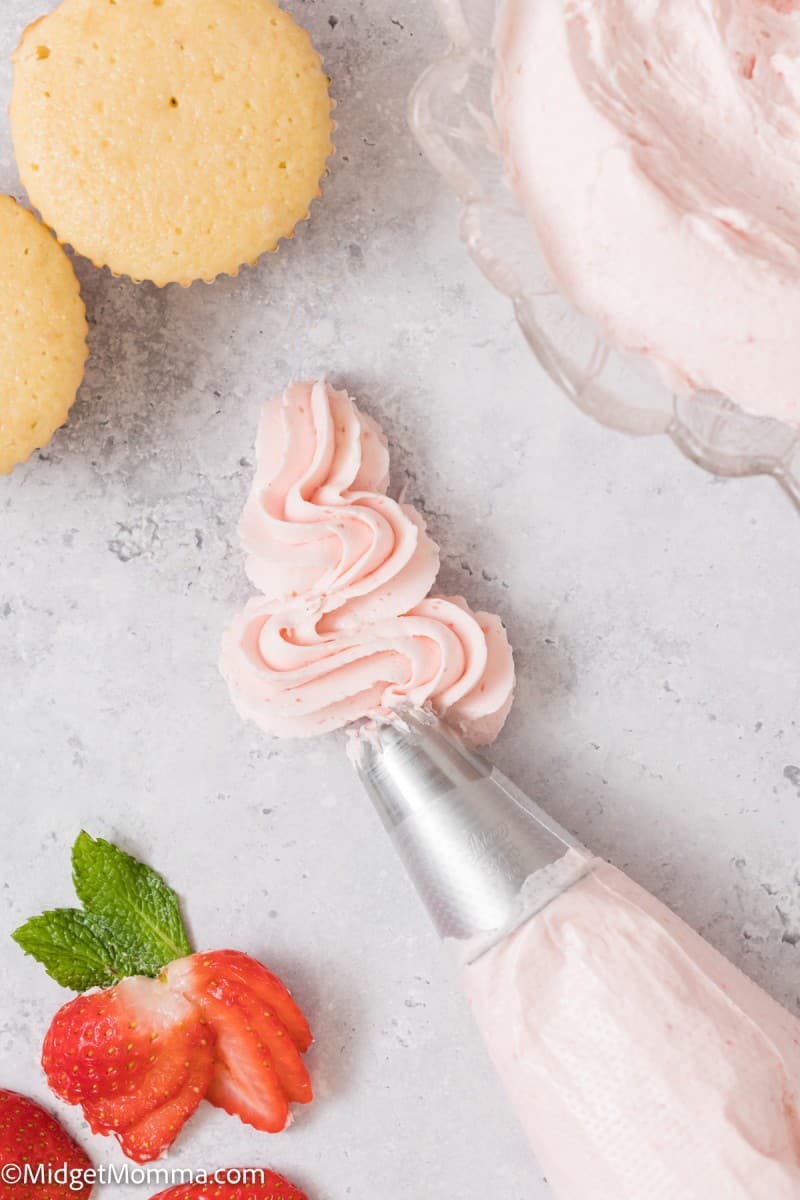 swirl of Strawberry buttercream frosting