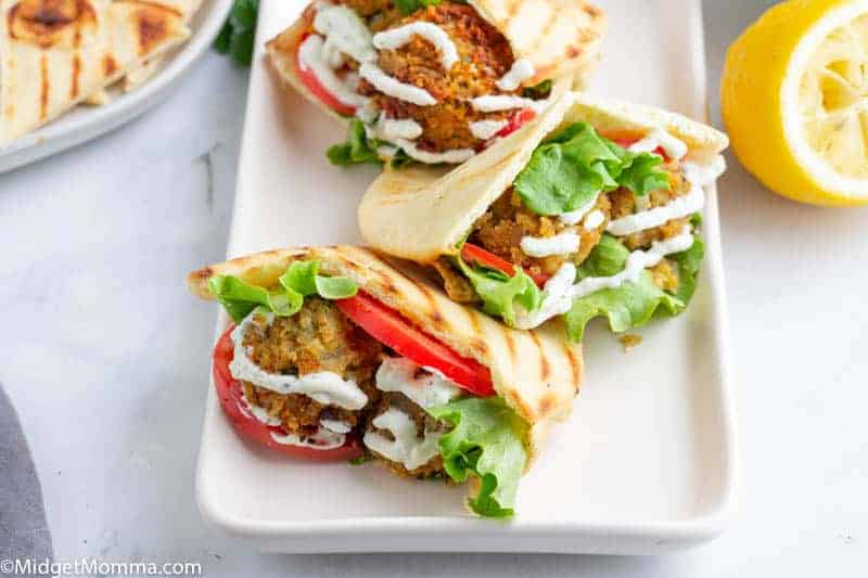 Falafel Waffle Bites with Tzatziki Sauce