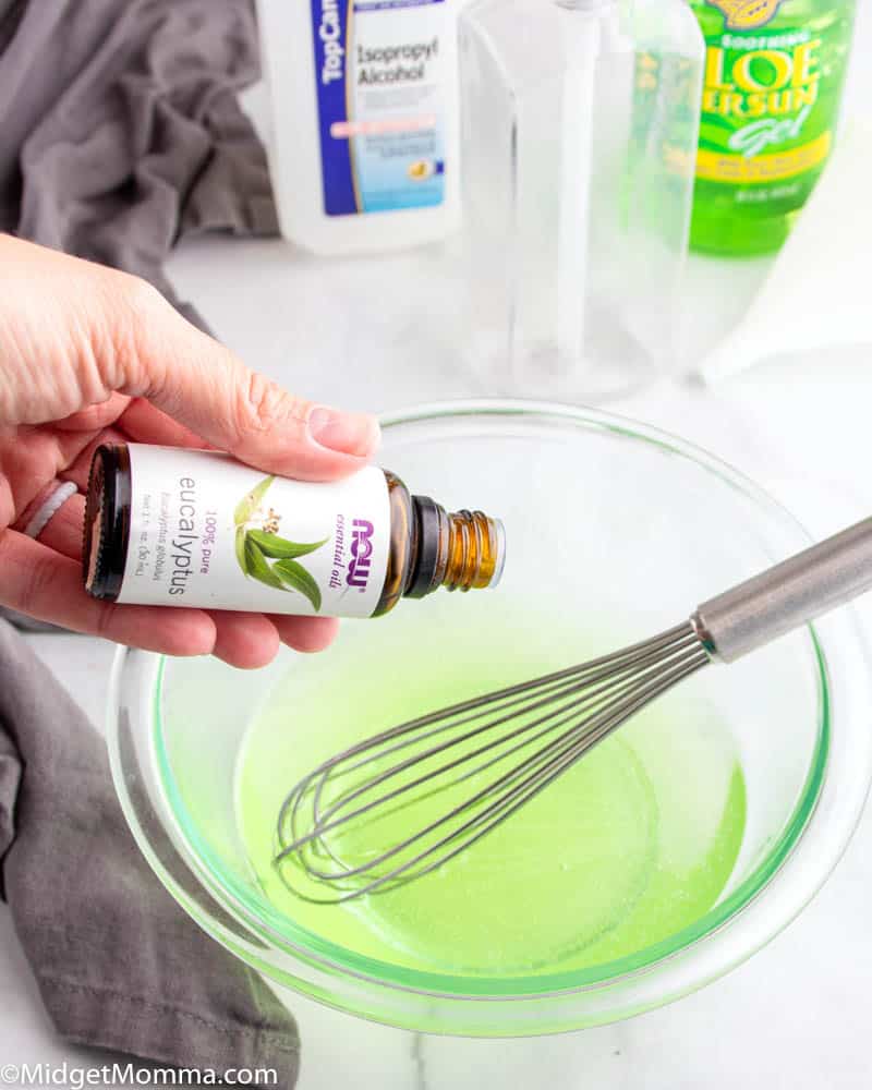 adding essential oils to homemade hand sanitizer