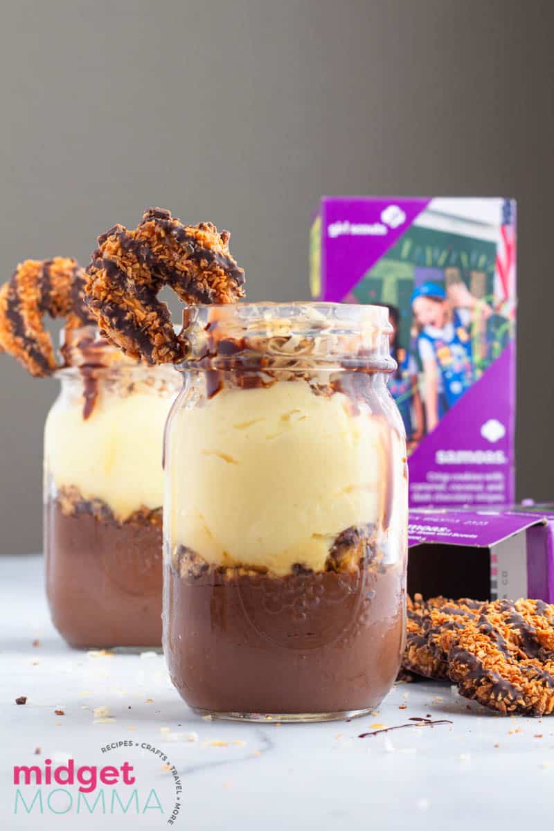 Samoa Pudding Parfaits - With Homemade Chocolate Pudding and Homemade Coconut Pudding