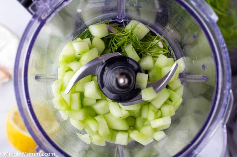 Tzatziki Sauce Recipe Ingredients - cucumbers, dill, and garlic