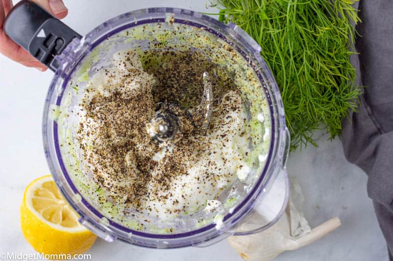 Tzatziki Sauce Ingredients - cucumbers, dill, and garlic