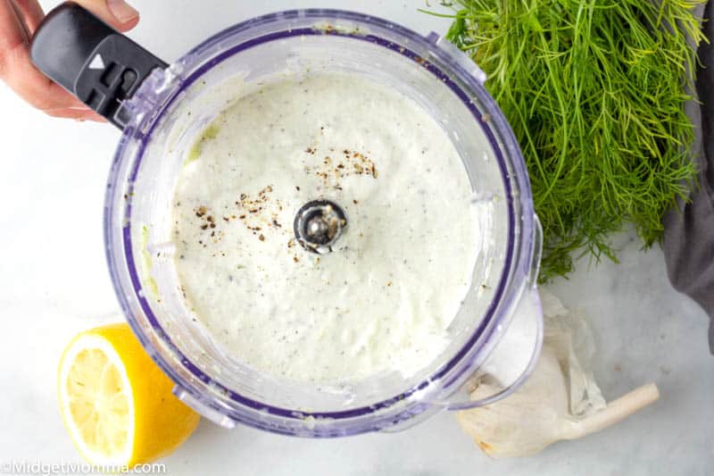 Tzatziki Sauce Recipe Ingredients - cucumbers, dill, and garlic