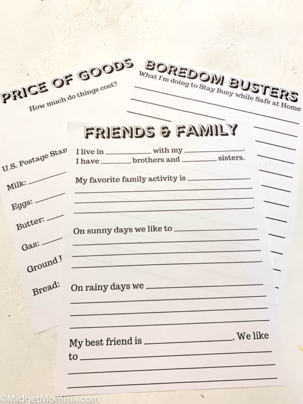 Covid-19 Time Capsule Worksheets Printables • MidgetMomma