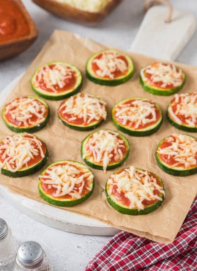 Easy Zucchini Pizza Bites on a serving dish