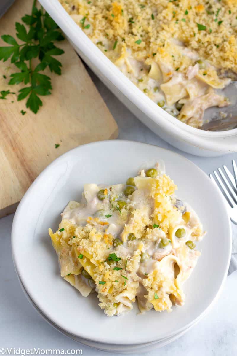 Baked tuna casserole on a plate