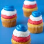 4th of july cupcakes with red white and blue buttercream frosting