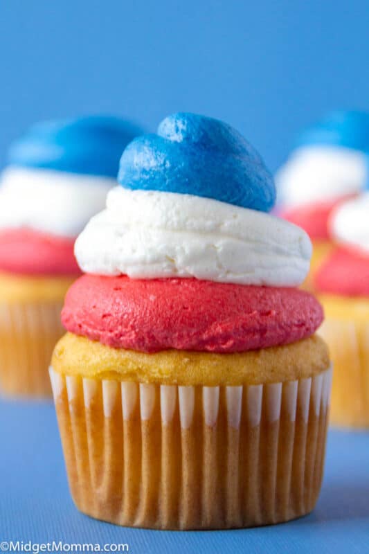 Close up shot of 4th of July Cupcake