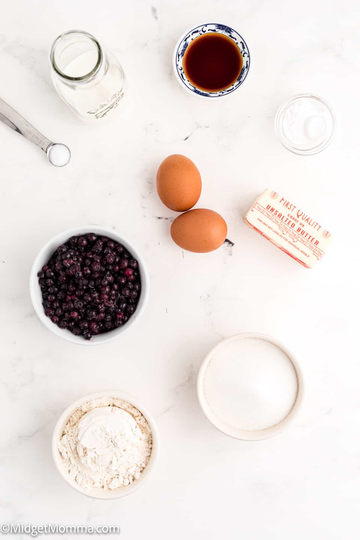 Blueberry Streusel Muffins Recipe ingredients  on the counter