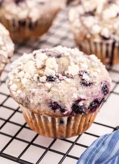 close up photo of Blueberry Streusel Muffins