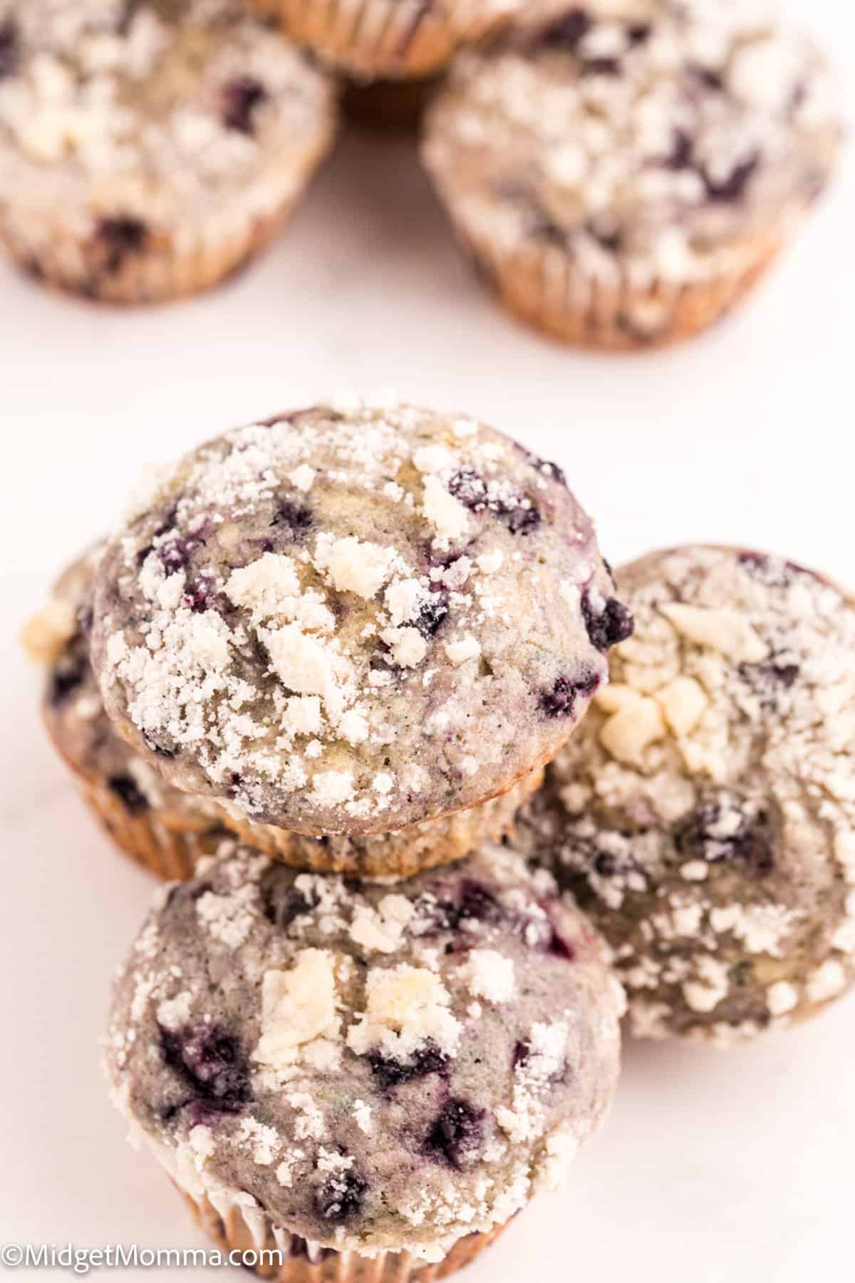 stack of Blueberry Streusel Muffins