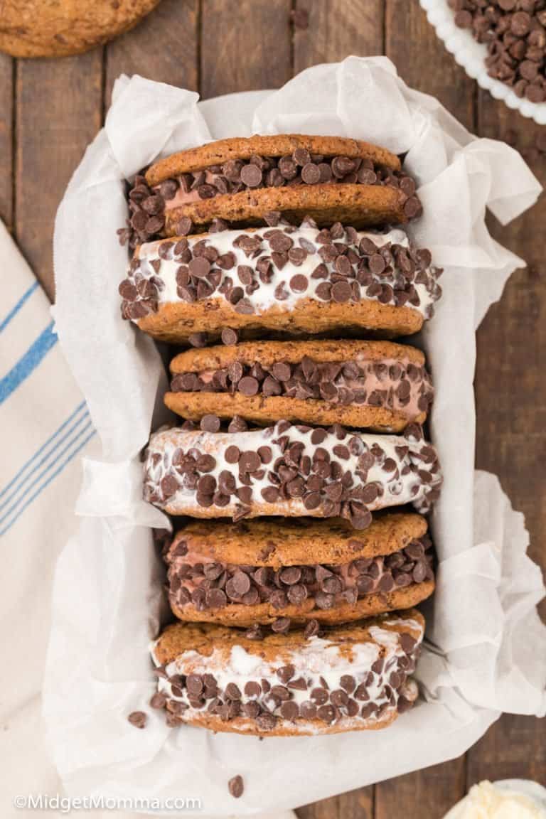 Chocolate Chip Cookie Ice Cream Sandwiches • MidgetMomma