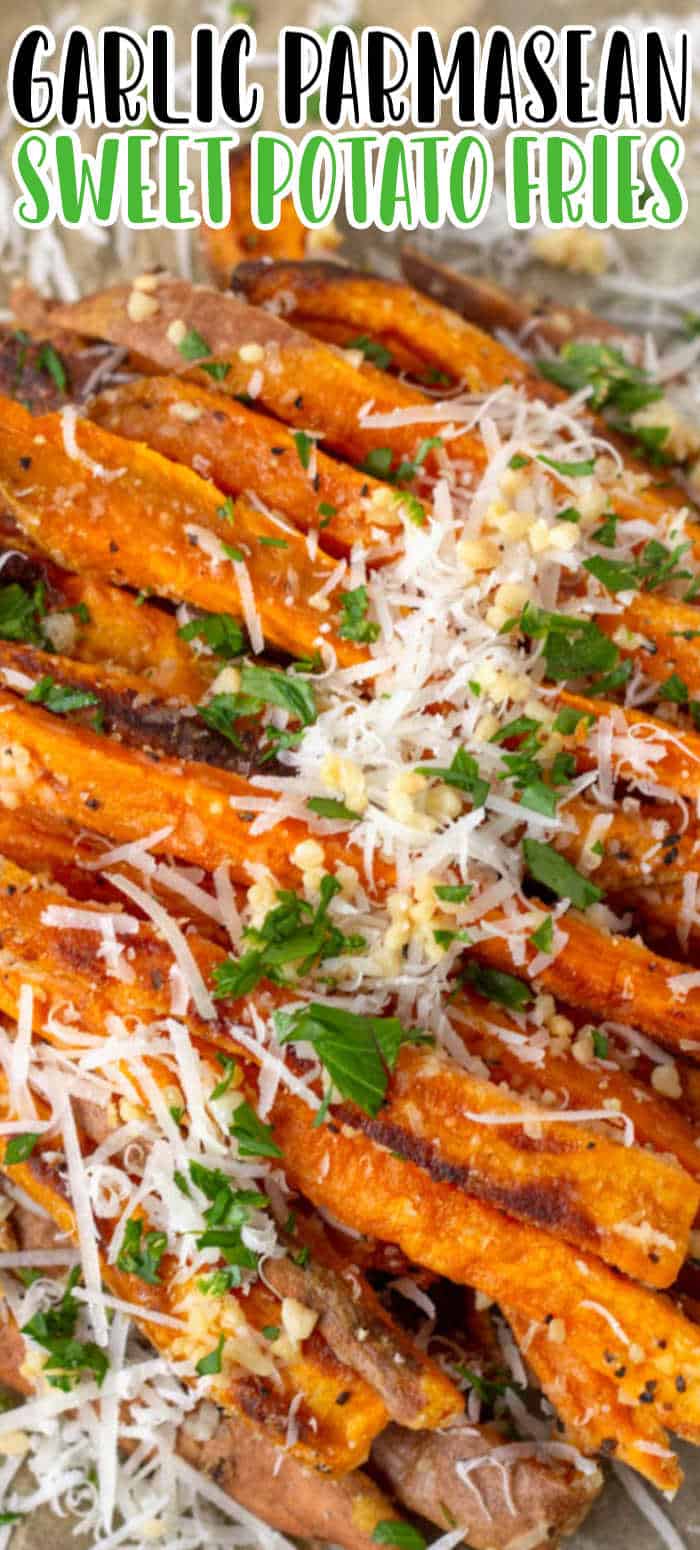 Parmesan Garlic Sweet Potato Fries Recipe • MidgetMomma
