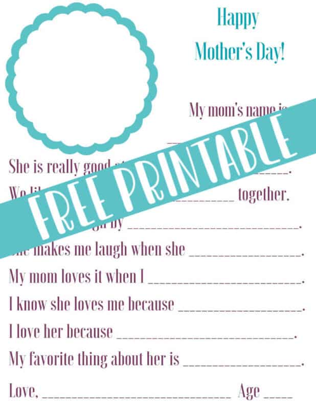 Mother's Day printable for kids to fill out!