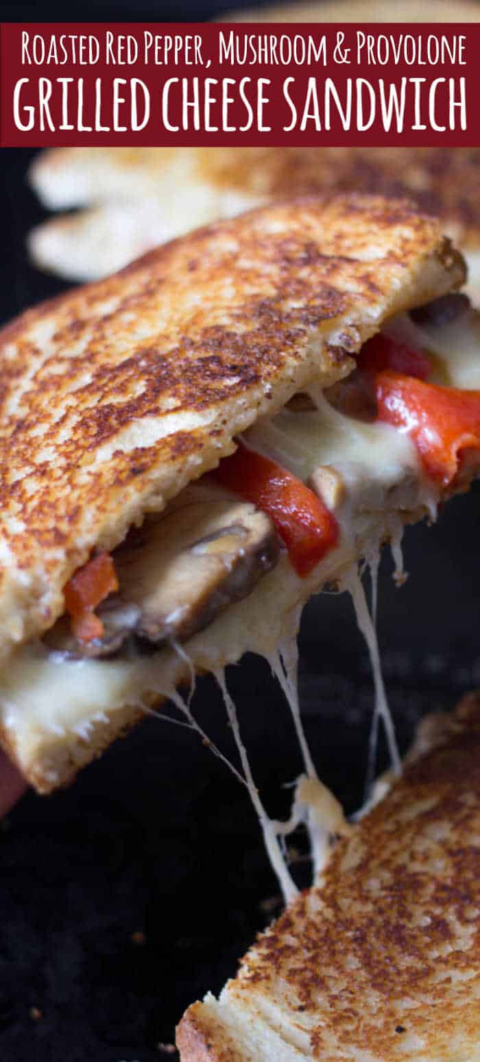Provolone Grilled Cheese with Roasted Red Pepper & Mushrooms