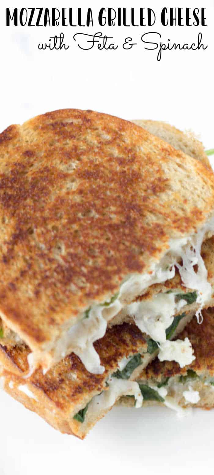 Spinach, Feta & Mozzarella Grilled Cheese Sandwich on Rye bread