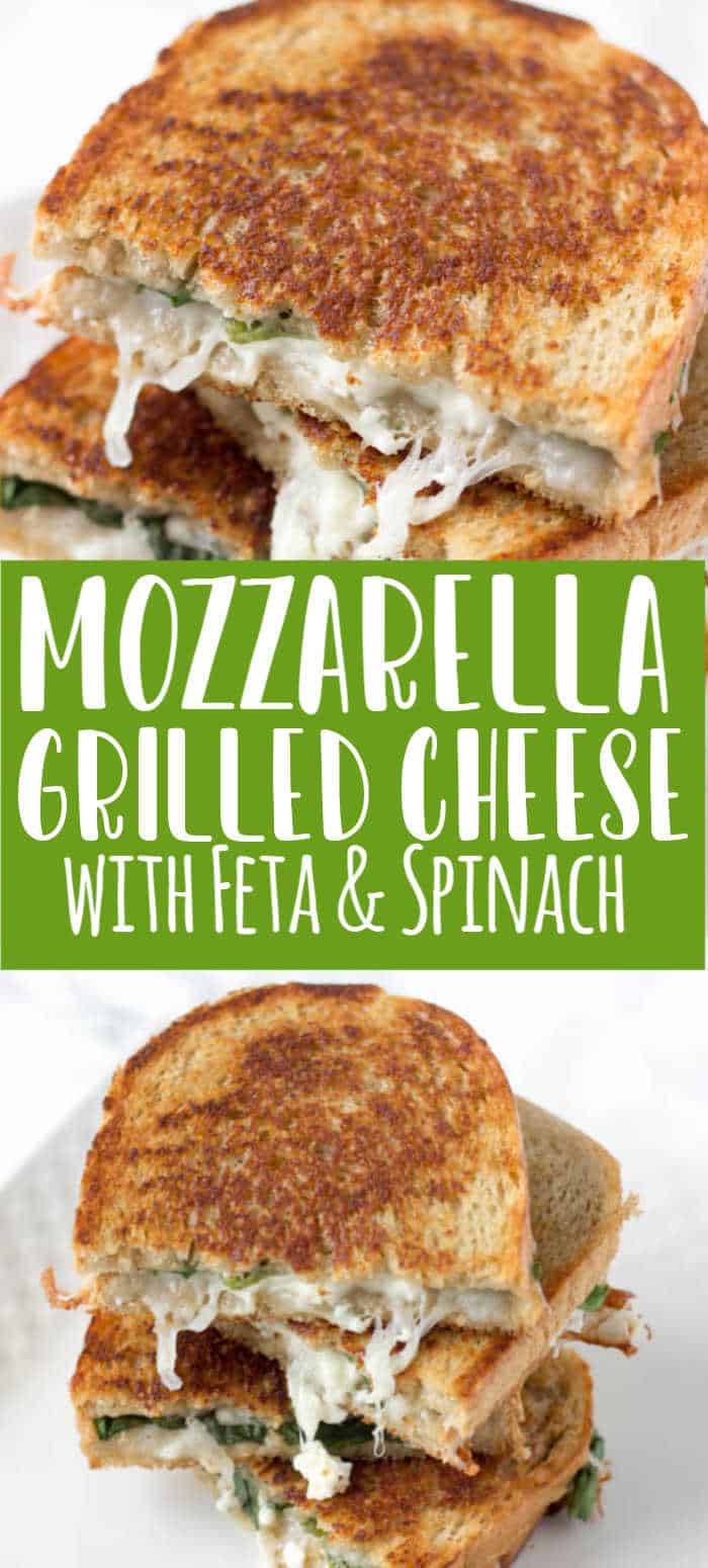 Spinach, Feta & Mozzarella Grilled Cheese Sandwich on Rye bread