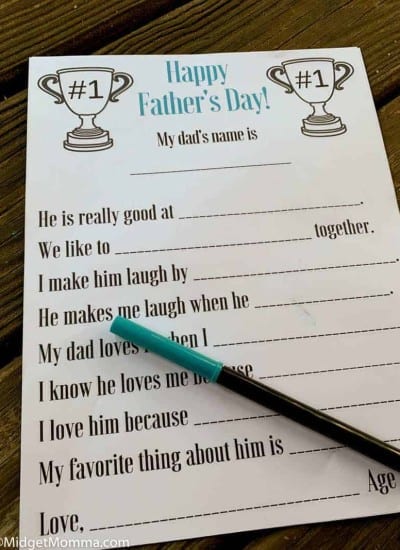 Father's Day ALl about dad printable