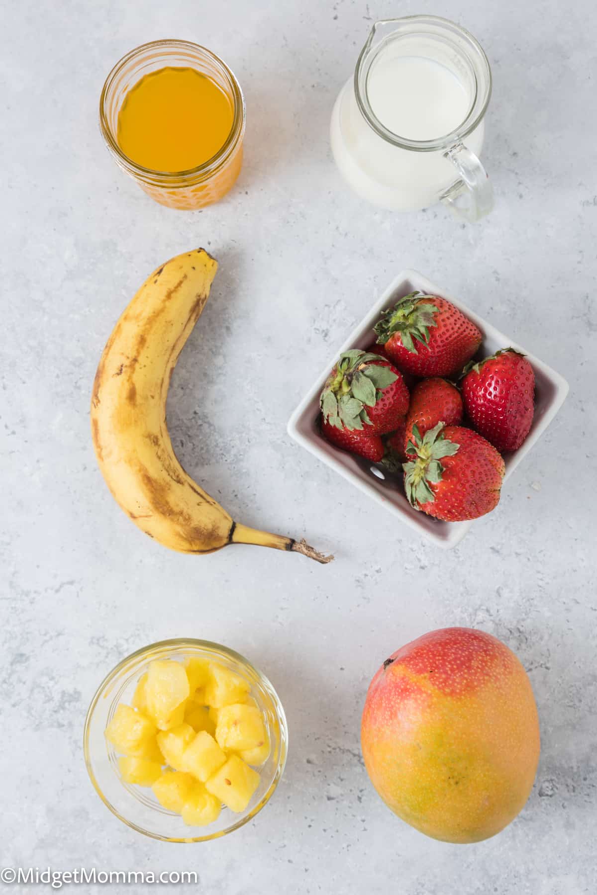 Tropical Strawberry Mango Pineapple Smoothie Ingredients