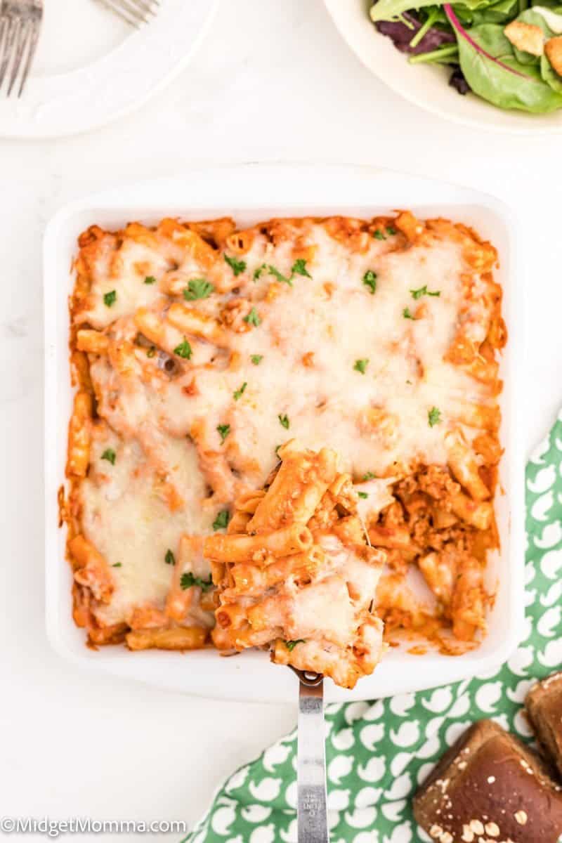 baking dish of cooked Copy Cat Olive Garden Ziti al Forno