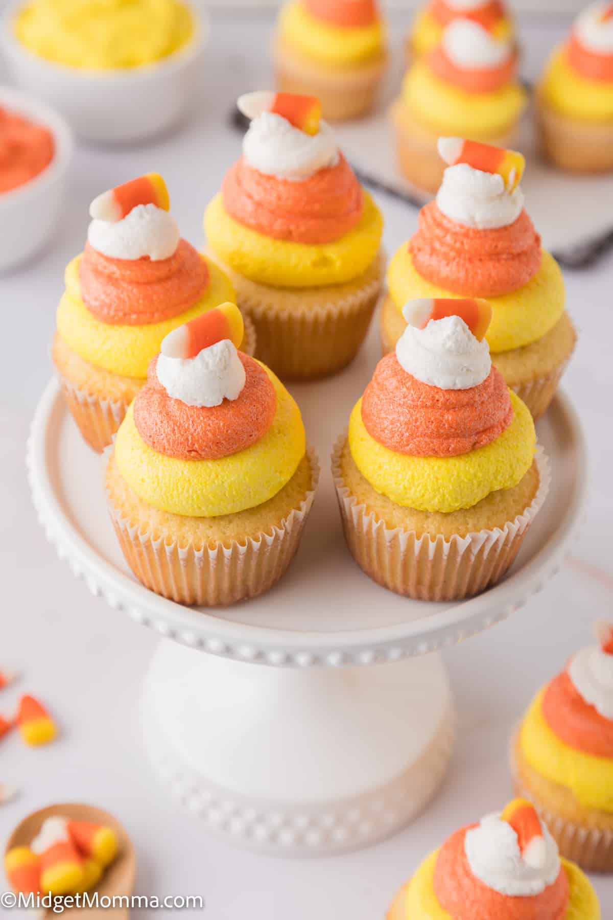 platter with Candy Corn cupcakes on it