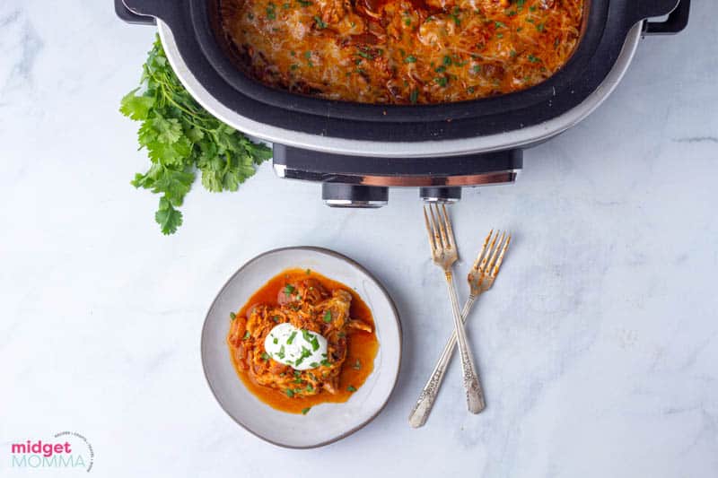 slow cooker Chicken enchilada casserole