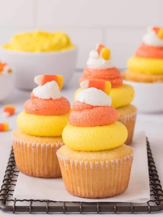 Candy Corn Cupcakes For Halloween